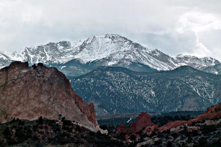 View of Pikes Peak from Colorado Springs CO